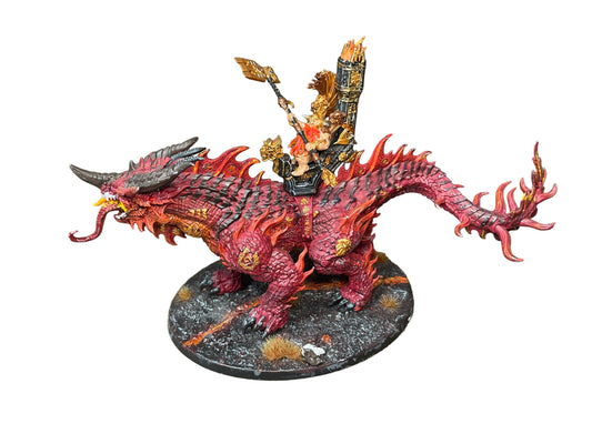 Warhammer Age of Sigmar Fyreslayers Auric Runefather on Magmadroth
